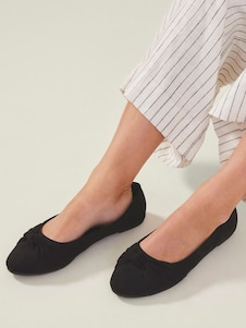 Accessorize Black Suedette Knot Ballerina Flats