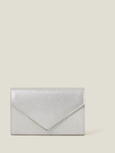 Accessorize Silver Metallic Envelope Clutch Bag