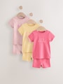 Pink/Yellow Short Pyjamas 3 Pack (9mths-12yrs)