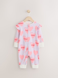 Next בצבע לילך, עם הדפס בכיתוב Daddy - חליפת שינה עם רוכסן דו-כיווני לתינוקות, דגם Family (גיל 0 חודשים עד 2 שנים)