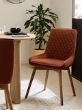 Soft Velvet Rust Brown Mid Wood Leg