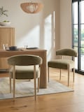 Relaxed Chenille Olive Green Light Wood Leg