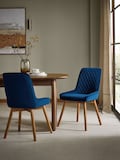Soft Velvet Navy Blue Mid Wood Leg