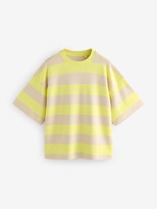 Next Yellow/Ecru Oversized Relaxed Fit Boxy Heavyweight Crew Neck T-Shirt