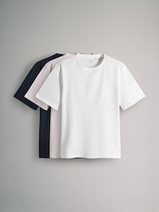 צבע נייבי/שמנת/אפרסק - The Set מארז של 3 חולצות טי בגזרה רפויה עם שרוולים קצרים, %100 כותנה