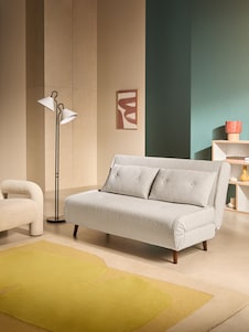 Large Haru 2 Seater Sofa Bed in Mink Brown Natural