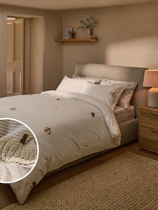 Next סט מצעי כותנה סרוקה בדוגמת פסים ודלעת