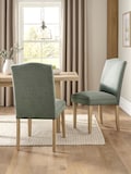 Soft Linen Look Green Light Wood Leg