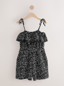 Next Schwarz/Weiß - Bandeau-Overall aus strukturiertem Jersey mit Rüschen