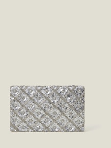 Accessorize Silver Tianna Metallic Embellished Clutch Bag