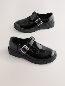 Next Black Chunky T-Bar School Shoes