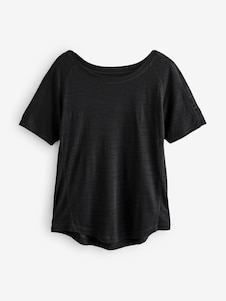 Next Black Active Crew Neck Lightweight Short Sleeve T-Shirt