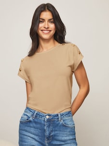 Lipsy Camel Round Neck T-Shirt