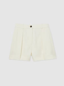 Reiss Cream Millie Single-Pleat Tailored Shorts