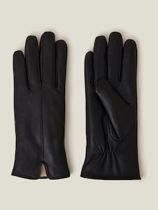 Accessorize Black Faux Fur Lined Leather Gloves