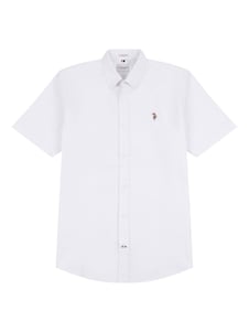 U.S. Polo Assn. White Mens Short Sleeve Oxford 100% Cotton Shirt