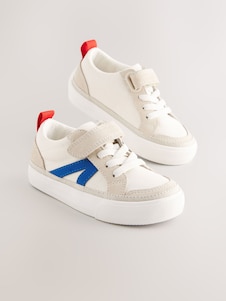 Next White/Blue Standard Fit (F) Touch Fastening Elastic Lace Trainers