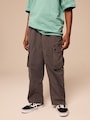 Baggy Charcoal Grey 100% Cotton Superwide Cargo Trousers (3-16yrs)