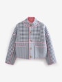 Baggy Floral Gingham Print Quilted Reversible Printed Jacket
