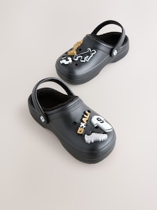 Next צבע שחור עם הדפס כדורגל - כפכפי בית עם בטנה מחממת