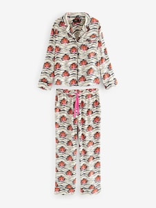 Rockett St George Black/White Viscose Feathers Button Through Pyjamas