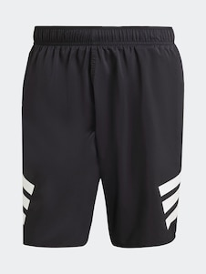 adidas Black/White 3-Stripes 8 Inch Swim Shorts