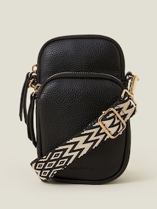 Accessorize Black Webbing Strap Phone Bag
