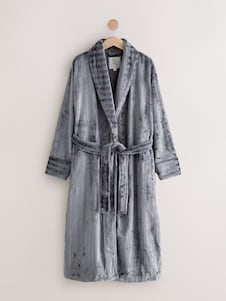 Next Grey Supersoft Tonal Stripe Dressing Gown