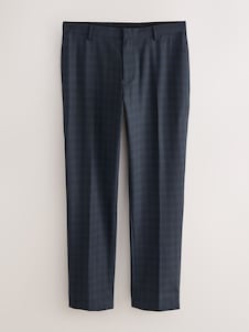 Next Navy Blue Slim Fit Check Suit Trousers