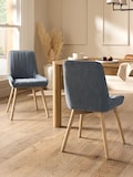 Relaxed Linen Look Mid Blue Light Wood Leg