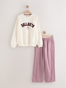 Next Red Check Sweatshirt and Flannel Pyjamas