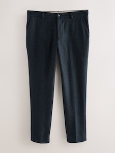 Next Navy Blue Slim Fit Herringbone Wool Blend Suit Trousers
