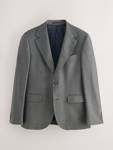 Next אפור פחם - ז'קט חליפה בגזרה צרה מתערובת צמר בדוגמת פפיטה