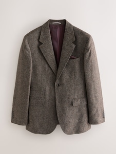 Next חום - Signature ז'קט חליפה בגזרה מחויטת מבד דונגל, %100 צמר ממטוויית Abraham Moon