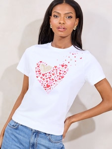 Lipsy White Boyfriend Wear it with Love T-Shirt