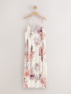 Next ורוד פרחוני - שמלת סליפ דקה עם הדפס פרחוני