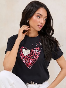 Lipsy Black Boyfriend Wear it with Love T-Shirt