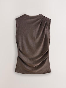 Next זהב אדום - חולצת ז'קארד ללא שרוולים באפקט נשפך עם צווארון גבוה