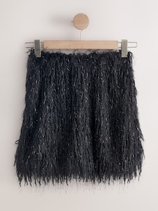 Next שחור - חצאית מיני בעיטור נוצות מלאכותיות