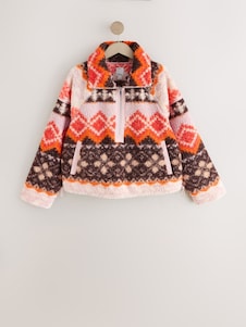 Next Orange Asymmetric Borg Half Zip Fleece