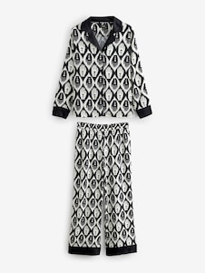 Rockett St George Black/White Viscose Button Through Pyjamas