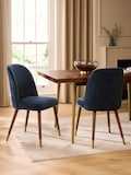 Opulent Chenille Navy Dark Wood Leg