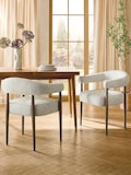 Boucle Stripe Light Natural And Moss Dark Wood Leg