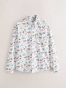 Next White Christmas Printed Long Sleeve Shirt