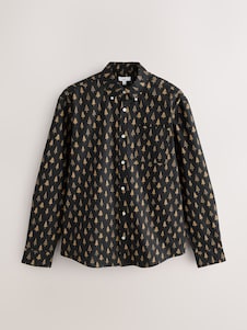 Next Black Christmas Printed Long Sleeve Shirt