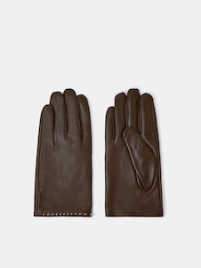 Accessorize Brown Stud Leather Gloves