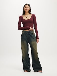 Cotton On Blue Low Super Baggy Jeans