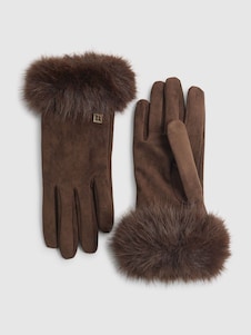River Island Brown Faux Fur Trim Suedette Gloves