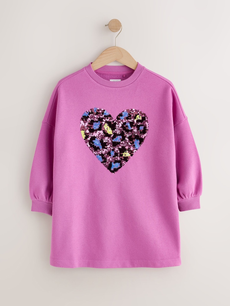 Bright Pink Long Sleeve Sequin Jumper Dress (3-16yrs)