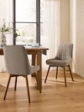 Relaxed Linen Look Taupe Grey Mid Wood Leg